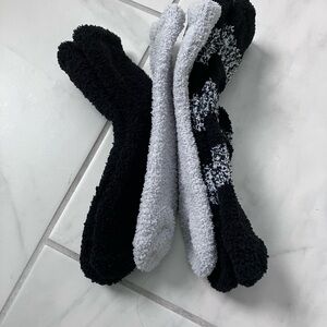 Cozy Black and Gray Fuzzy Socks Set